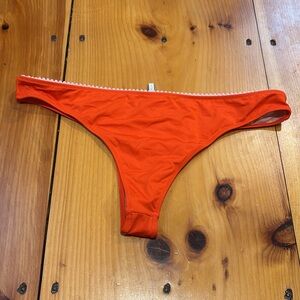 New! J CREW Playa L Orange Thong Bikini Bottoms Pink Nubbed Trim